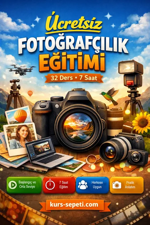 Ücretsiz Fotoğrafçılık Eğitimi – A’dan Z’ye Uygulamalı Rehber kursunun tanıtım görseli